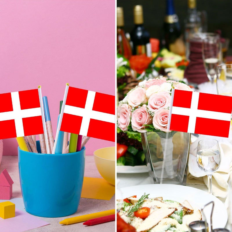 mflagperft Denmark Flag Danish Flag, Small Mini Handheld Denmark Flags on Stick, Ideal for Party Parades Sports Events Patriotic Festival Decorations - Image 5